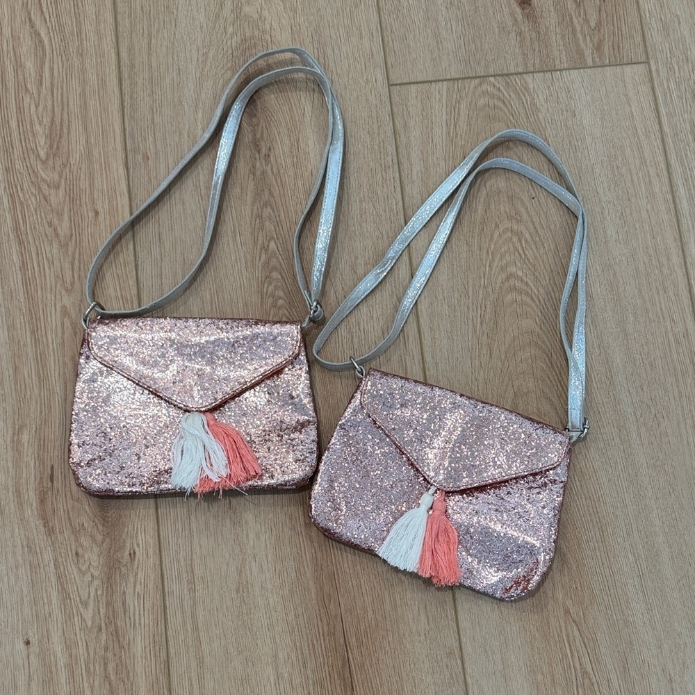 Target Pink Glitter Crossbody Bag with Tassels